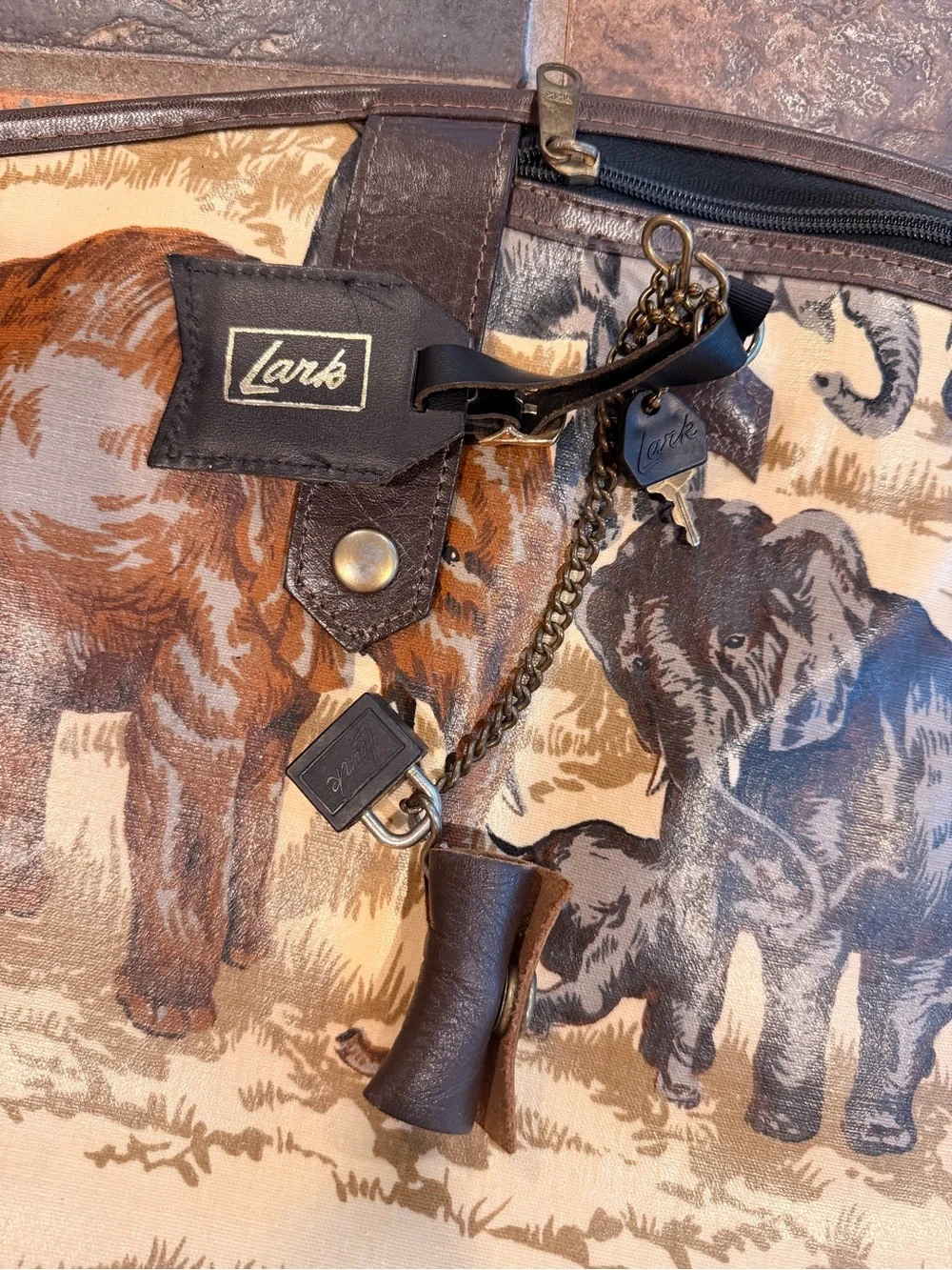 Rare Vintage 1970s Lark Abercrombie & Fitch Safari Print Garment Travel Bag